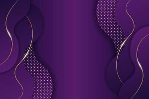 Luxury Background Overlapped Purple Dynamic Shape with Golden Line Glow Effect vector