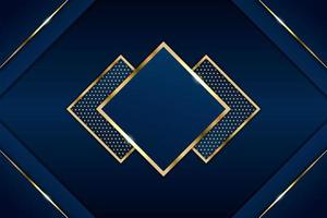 Luxury Background Overlapped Blue Layer with Shiny Square Golden Effect vector