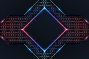 Modern Background Futuristic Technology Colorful Geometric Glow Neon with Dark Hexagon Effect vector
