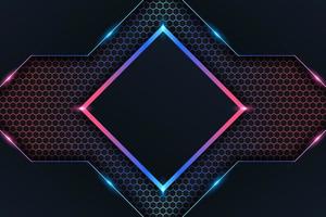 Modern Background Futuristic Technology Colorful Geometric Glow Neon with Dark Hexagon Effect vector