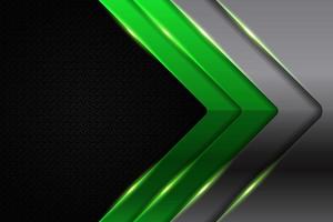 Modern Background Overlapped Layer Glowing Green Metallic Arrow with Silver vector