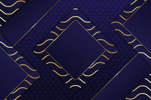 Luxury Background Square Navy with Shiny Wavy Golden Effect vector