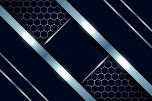 Luxury Background Realistic Diagonal Glossy Navy Metallic With Shiny Silver Effect vector