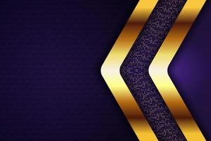 Luxury Background Modern Purple Arrow Shape with Glitter and Glowing Golden Line Effect vector