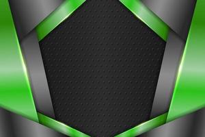 Modern Background Realistic Technology Overlapped  3D Metallic Green and Grey vector