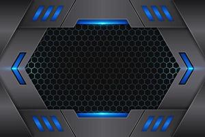 Modern Background Metallic 3D Futuristic Technology Shiny Blue with Hexagon vector