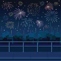 New Year Celebration with Firework Show vector