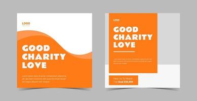 Charity support social media design template bundle. Charity donation poster design vector