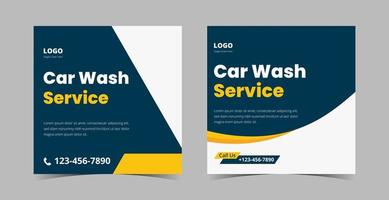 Car wash social media design template bundle. Car wash and detailing service poster design bundle vector