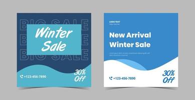 Publicación de redes sociales de venta de invierno, plantilla de diseño de banner de instagram.Conjunto de banner de vector de venta de invierno especial