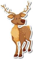 Deer standing cartoon character sticker vector