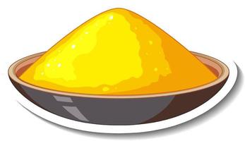 Yellow powder colour in a bowl on white background vector