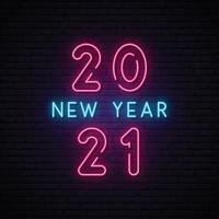 2021 New Year neon signboard. vector