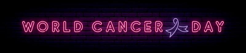World cancer day neon signboard. vector