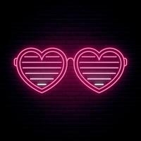 Neon shutter glasses in the shape of a heart. vector