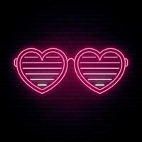 Neon shutter glasses in the shape of a heart. vector