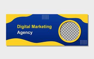 horizontal banner template design on blue color background. design for business banner printing. vector