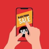 Black friday deals design with smartphone vector