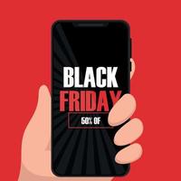 Discounts black friday design with smartphone vector