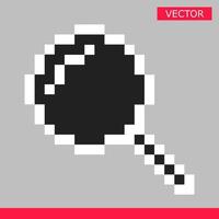 Diseño de estilo plano de ilustración de vector de cursor de signo de icono de lupa de píxel negro.