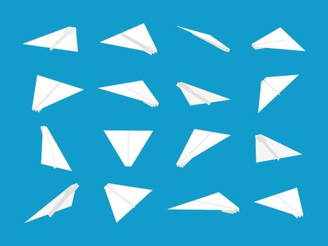 White paper planes collection with different views and angles vector