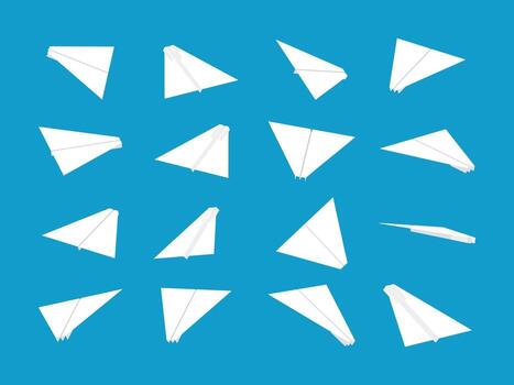 White paper planes collection with different views and angles vector