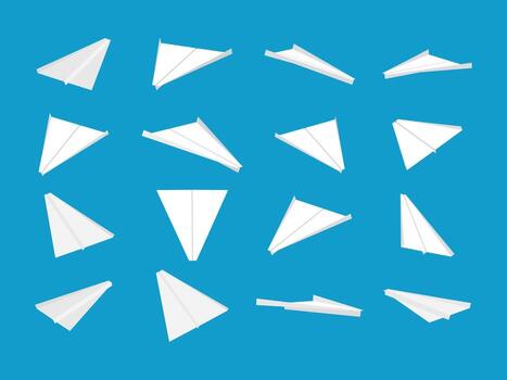 White paper planes collection with different views and angles vector