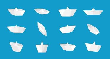 White paper boat collection with different views and angles vector