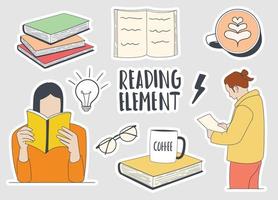 Colorful Hand Drawn Reading Element vector