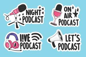 Set of podcast stickers