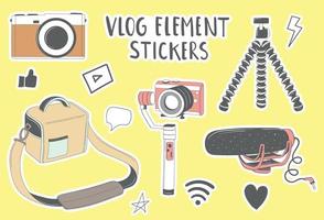 Colorful Hand Drawn Vlog Elements Stickers vector