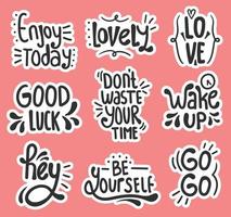 Set of colorful hand drawn motivational lettering stickers vector