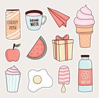 Set of colorful cute stickers vector