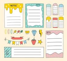 Colorful hand drawn blank reminder paper notes vector