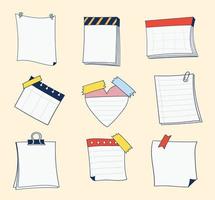 Hand drawn blank sticky notes collection vector