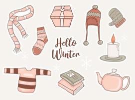 set of winter stickers element vector