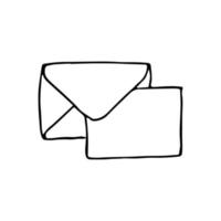 Mail icon, closed envelope, email symbol. Sketch letter vector