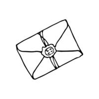 Mail icon, closed envelope, email symbol. Sketch letter vector