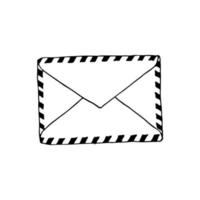 Mail icon, closed envelope, email symbol. Sketch letter vector