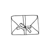 Mail icon, closed envelope, email symbol. Sketch letter vector