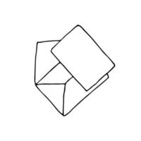 Mail icon, open envelope, email symbol. Sketch letter vector