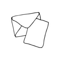 Mail icon, closed envelope, email symbol. Sketch letter vector