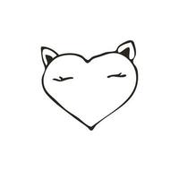 icono de corazón de doodle. símbolo de amor. linda ilustración gráfica dibujada a mano aislada sobre fondo blanco. signo de estilo de contorno simple. patrón de dibujo de arte vector