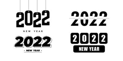 Conjunto de diseño de texto de logotipo de año nuevo 2022. 2022 calendario de números vector