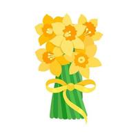 Bouquet of yellow daffodils tied with a yellow ribbon vector