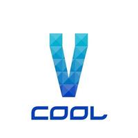 Geometric letter V with bright blue-cyan colors. Good for print, business logo, design element, t-shirt design, etc.