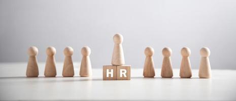 Wooden human figure on the cubes. Human Resources photo
