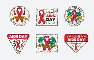 World Aids Day Sticker Set vector