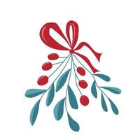 Mistletoe branch with a red bow vector