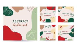 Organic shape collection. Minimal cover and background. Social media post and template with organic shape. Abstract design. Hand drawn. Vector illustration. Color of christmas.